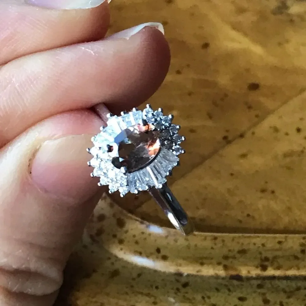 Natural Andalusite Sterling Silver Halo Ring Size 8